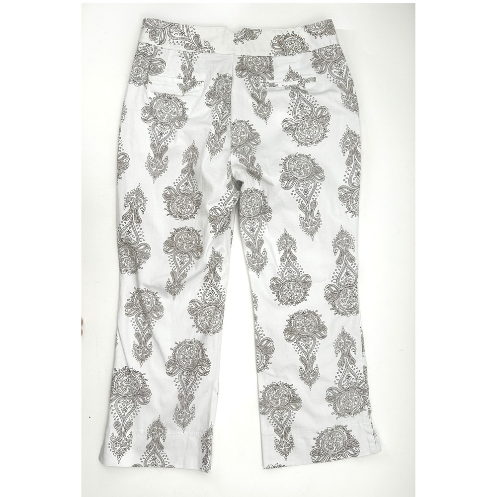 Dockers Stretch Paisley Print Cropped Pants Size 10 White Career quiet luxury - Picture 4 of 7